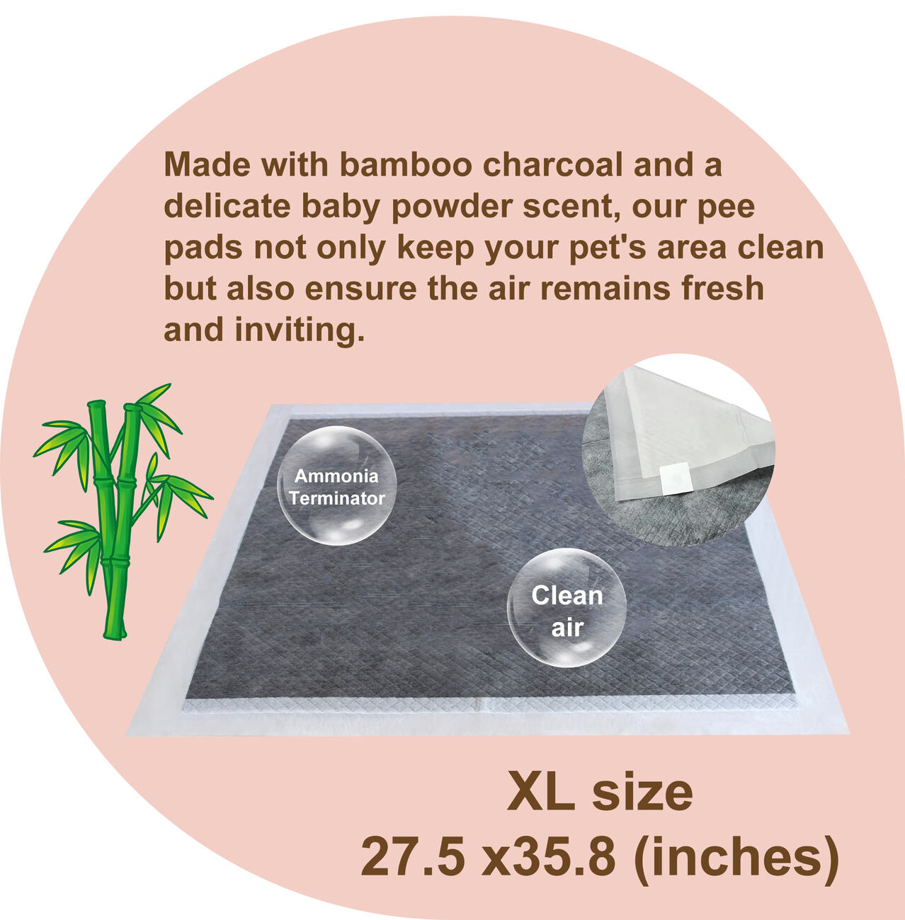 Peezy Eazy XL bamboo charcoal training pad detail