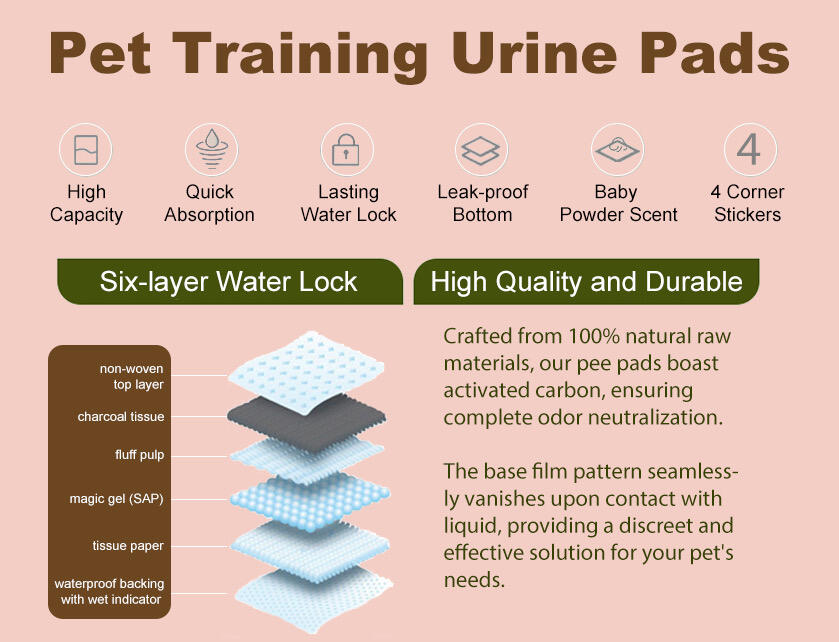 Six-layer construction diagram of the pet training pad